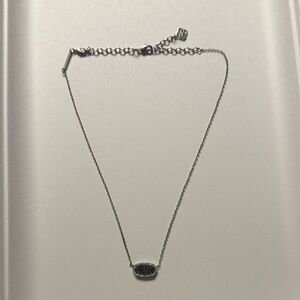 Kendra Scott Elisa Silver-Black Druzy Necklace